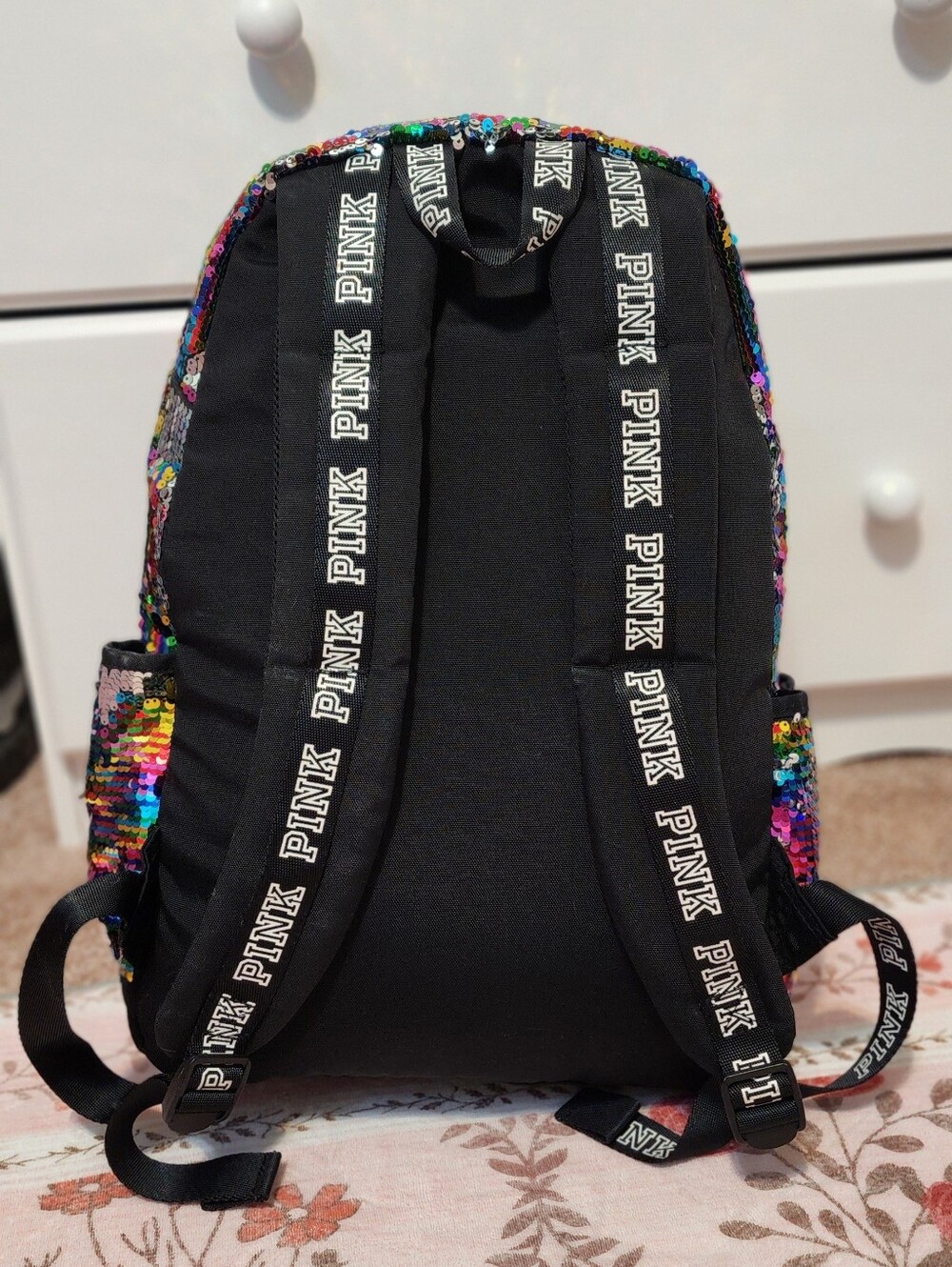 Victoria's Secret Rainbow Sequin Backpack Bag - Picture 3 of 7